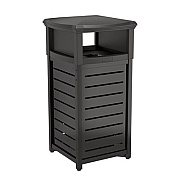 Suncast Commercial Outdoor Decorative Metal Square Trash Can with Two-Way Lid, 29 gal, Plastic, Black (MTCSQ300)