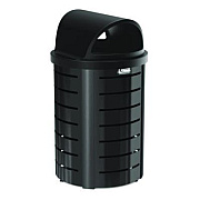 Suncast Commercial Outdoor Decorative Metal Trash Can with Roto-Molded Lid, 35.38 gal, Plastic, Black (MTCRND3501)