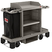 Suncast Commercial Partially Assembled Premium Housekeeping Cart, Plastic, 1 Shelf, 24 x 62.13 x 49.75, Platinum (HKC2052)