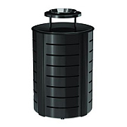 Suncast Commercial Outdoor Decorative Metal Trash Can with Metal Lid with Ash Bonnet, 35.38 gal, Metal, Black (MTCRND3502)
