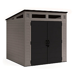 Suncast Modernist Storage Shed, 317 cu ft, 7 ft 2.5" x 7 ft 3.5" x 7 ft 5.5", Stoney/Black (BMS7782D)