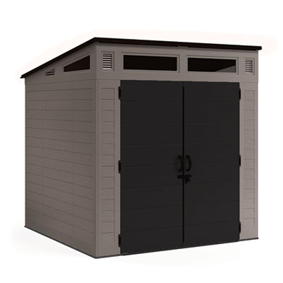 Suncast Modernist Storage Shed, 317 cu ft, 7 ft 2.5" x 7 ft 3.5" x 7 ft 5.5", Stoney/Black (BMS7782D)