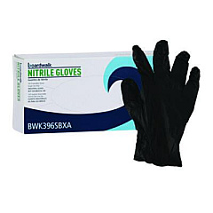 Boardwalk 396 Series Disposable General-Purpose Nitrile Gloves, Powder-Free, Small, 4.4 mil Thick, 9.5" Long, Black, 100/Box (396SBXA)