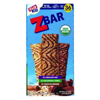 CLIF Bar Kid Organic Zbar Granola Bars Variety Pack, Assorted Flavors, 1.27 oz Bar, 36/Carton (22002341)