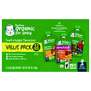 Gerber Organic 2nd Foods Baby Food Pouches, Assorted Flavors, 3.5 oz Pouch, 12/Carton (22002367)