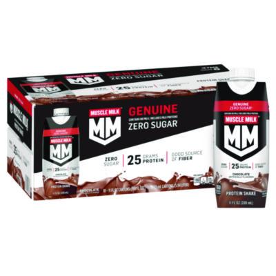 MUSCLE MILK PROTEIN Genuine Chocolate Protein Shake, 11 oz Carton, 18/Carton (22002378)
