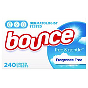 Bounce free and gentle Dryer Sheets, Fragrance Free, 240 Sheets/Box, 4 Boxes/Carton (55312CT)