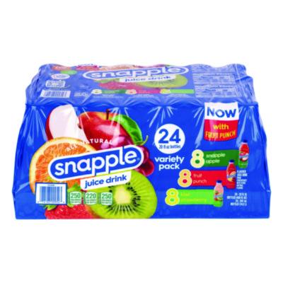 Juice Drink Variety Pack, Snapple Apple, Fruit Punch, Kiwi Strawberry, 20 oz Bottle, 24/Carton (22000813)