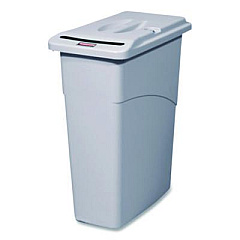 Rubbermaid Commercial Slim Jim Confidential Document Waste Receptacle with Lid, 23 gal, Light Gray (9W15LGY)