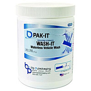 PAK-IT Wash It Waterless Vehicle Wash, Breezy Scent, 20 Water-Soluble Packets/Jar, 12/Carton (5555202240CT)