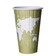 Eco-Products World Art Renewable and Compostable Insulated Hot Cups, 16 oz, Paper, Brown/White, 40/Pack, 15 Packs/Carton (EPBNHC16WD)