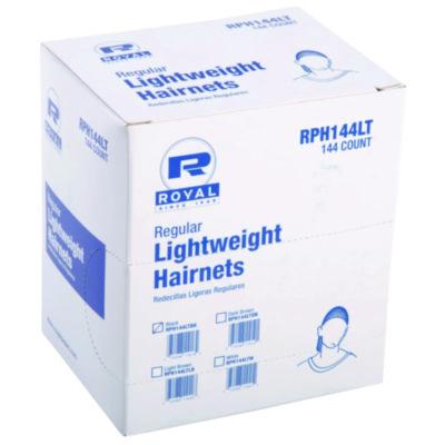 AmerCareRoyal Lightweight Latex-Free Hairnets, Nylon, 24", Black, 144/Box, 20 Boxes/Carton (RPH144LTBK)
