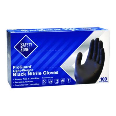 Safety Zone ProGuard Powder Free Nitrile Gloves, Powder-Free, X-Large, 3.5 mil Thick, 9.65" Long, Black, 100/Box, 10 Boxes/Carton (GNPRXLBK)