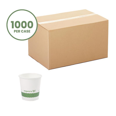 Vegware 62-Series Compostable Hot Cups, 4 oz, Paper, White, 1,000/Carton (LV4G)