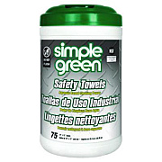 Simple Green Safety Towels, 1-Ply, 10 x 12, White, Unscented, 75/Canister (13351)