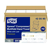 Tork Xpress Compressed Multifold Hand Towels, 1-Ply, 8.3 x 9.45, White, 200/Pack, 12 Packs/Carton (420590)