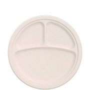Dart Compostable Molded Fiber Dinnerware, ProPlanet Seal, 3-Compartment Plate, 10.2" dia, Natural, 500/Carton (10FBRP3)