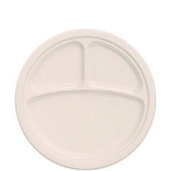 Dart Compostable Molded Fiber Dinnerware, ProPlanet Seal, 3-Compartment Plate, 10.2" dia, Natural, 500/Carton (10FBRP3)