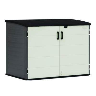 Suncast Stow-Away Horizontal Shed, 70 cu ft, 5 ft 10.5" x 3 ft 8.25" x 4 ft 4", Peppercorn/Passive/Black (BMS4780)