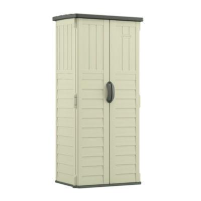 Suncast Vertical Storage Shed, 22 cu ft, 2 ft 8.25" x 2 ft 1.5" x 6 ft, Vanilla/Stoney (BMS1250)