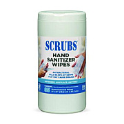 SCRUBS Hand Sanitizer Wipes, 1-Ply, 6 x 8, Unscented, Blue/White, 85/Canisters, 6 Canisters/Carton (90985)