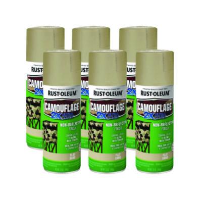 Rust-Oleum Camouflage Spray Paint, Flat Sand, 12 oz Aerosol Can, 6/Carton (339004CT)