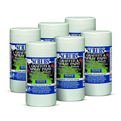 SCRUBS Graffiti and Spray Paint Remover Towels, Citrus, 10 x 12, Neutral Scent, White/Orange, 30/Canister, 6 Canisters/Carton (90130CT)