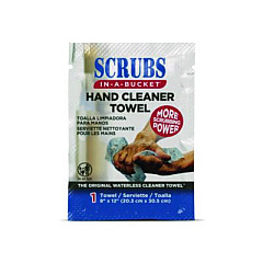 SCRUBS Hand Cleaner Towels, 1-Ply, 12 x 8, Citrus, Blue/White, 100 Packets/Carton (42201)