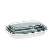 Pactiv Evergreen Classic Carry-Out Container with PET Dome Lid, 22 oz, 8.2 x 6.2 x 1.3, Silver/Clear, Aluminum, 100/Carton (Y6708PET)