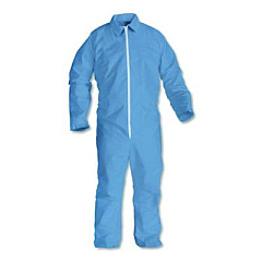 KleenGuard A65 Zipper Front Flame Resistant Coveralls, Hood/Elastic Wrists and Ankles, 3X-Large, Blue, 21/Carton (45326)