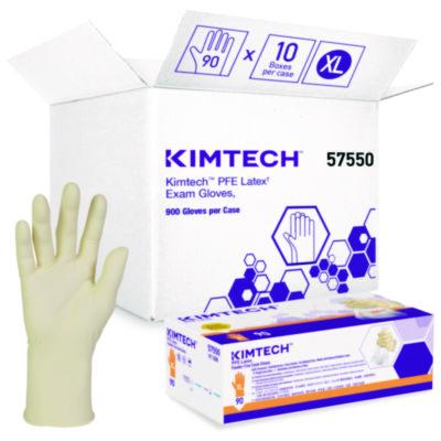 Kimtech PFE Latex Exam Gloves, Powder-Free, X-Large, 6.3 mil Thick, 9.5" Long, Natural, 1,000/Carton (57550)
