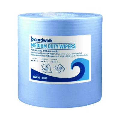 Boardwalk Hydrospun Wipers, Medium Duty, 12 x 12, Blue, 1,100/Roll (HS1100B)