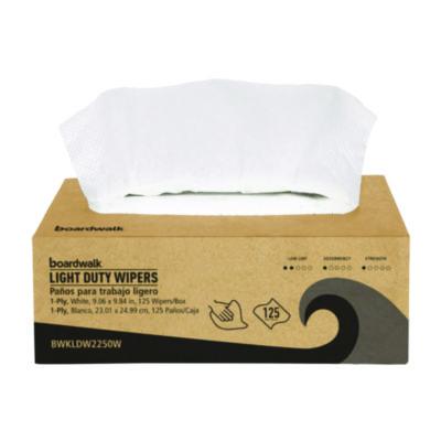 Boardwalk One-Ply Paper Wipers, 9.84 x 9.06, White, 125 Wipers/Box, 18 Boxes/Carton (LDW2250W)