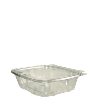 Dart ClearPac SafeSeal rPET Tamper-Resistant/Evident Containers, Embossed Bottom, 24 oz, 6.37 x 7.15 x 1.86, Clear, 200/Carton (CH24DERF)