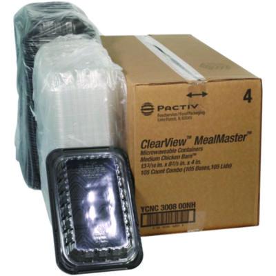 Pactiv Evergreen ClearView MealMaster Chicken Barn, 13.3 x 8.4 x 4, Black/Clear, Plastic, 105/Carton (YCNC300800NH)