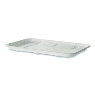Eco-Products Meat and Produce Food Trays, 8.5 x 6.2 x 0.5, White, Sugarcane Fiber, 400/Carton (EPMP2SNFA)