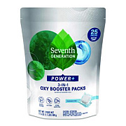 Seventh Generation Power+ 3-in-1 Oxy Booster Packs, Fragrance Free, 17.6 oz, 25 Tabs/Pack, 6 Packs/Carton (68927608)