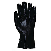 Double-Dipped PVC Gloves, 14" Long, Large, Black, 12 Pairs (6524SJ)