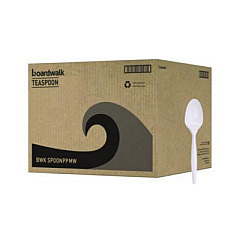Boardwalk Mediumweight Polypropylene Cutlery, Spoon, 5.31", Plastic, White, 1,000/Carton (SPOONPPMW)