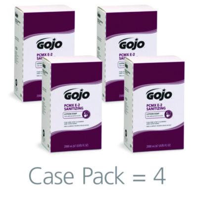 GOJO E2 Sanitizing Lotion Soap with PCMX Refill, For Pro TDX Dispenser, Fragrance-Free, 2,000 mL, 4/Carton (728104CT)
