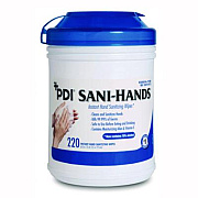 Sani Professional PDI Sani-Hands Instant Hand Sanitizing Wipes, 7.5 x 6, Unscented, White, 220/Canister, 6 Canisters/Carton (NPKP15984)