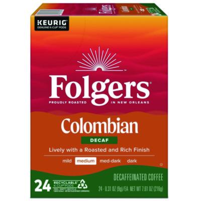 Folgers 100% Colombian Decaf Coffee K-Cups, 24/Box (0570)