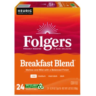 Folgers Breakfast Blend Coffee K-Cups, 24/Box (0448)