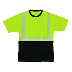 ergodyne GloWear 8280BK Class 2 Performance T-Shirt with Black Bottom, X-Small, Lime (22531)