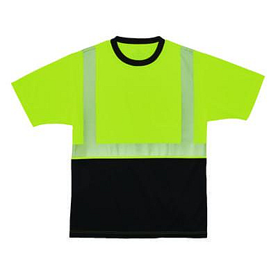 ergodyne GloWear 8280BK Class 2 Performance T-Shirt with Black Bottom, 5X-Large Long, Lime (22569)