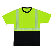ergodyne GloWear 8280BK Class 2 Performance T-Shirt with Black Bottom, 10X-Large Long, Lime (22574)