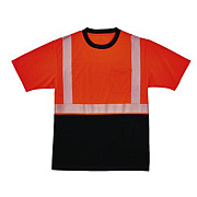 ergodyne GloWear 8280BK Class 2 Performance T-Shirt with Black Bottom, 5X-Large Long, Orange (22619)