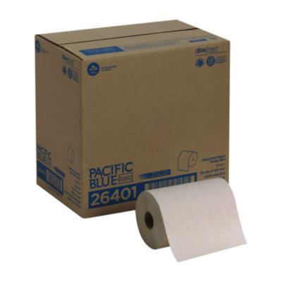 Georgia Pacific Professional Pacific Blue Basic Recycled Paper Towel Roll, 1-Ply, 7.88 x 350 ft, Brown, 12 Rolls/Carton (26401)
