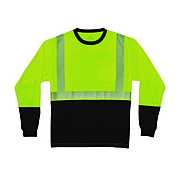 ergodyne GloWear 8281BK Class 2 Long Sleeve Shirt with Black Bottom, X-Large Long, Lime (22655)