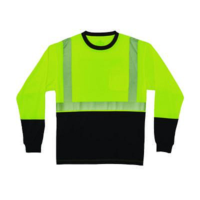 ergodyne GloWear 8281BK Class 2 Long Sleeve Shirt with Black Bottom, 6X-Large Long, Lime (22660)
